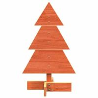Kerstdecoratie kerstboom 60 cm massief grenenhout wasbruin - thumbnail