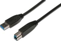 Digitus AK-300115-018-S USB-kabel USB 3.2 Gen1 USB-A stekker, USB-B stekker 1.80 m Zwart Rond, Afgeschermd (drievoudig) - thumbnail
