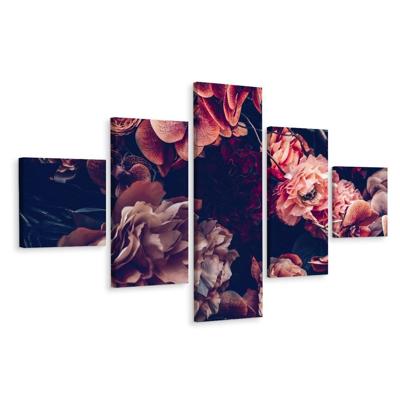 Schilderij - Vintage bloemen III, 5luik, premium print