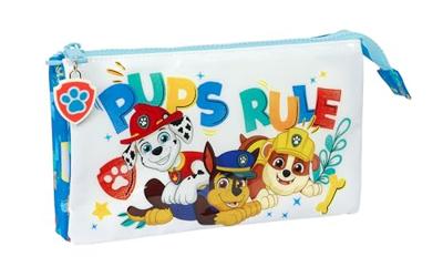 Pennenetui met 3 vakken The Paw Patrol Pups rule Blauw 22 x 12 x 3 cm