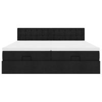 Ottoman bed met matrassen 200x200cm stof zwart - thumbnail