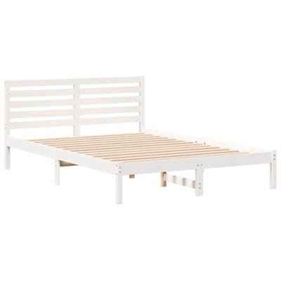 Bedframe met hoofdeinde Wit 140 x 220 cm Massief grenenhout Bedframe met hoofdeinde Wit 140 x 220 cm Massief grenenhout