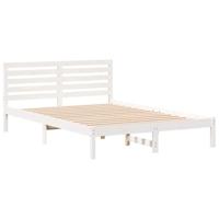 Bedframe met hoofdeinde Wit 140 x 210 cm Massief grenenhout - thumbnail