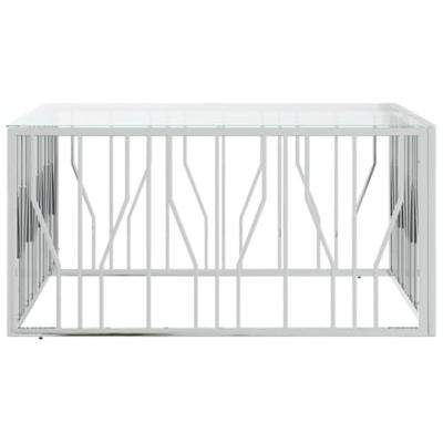 Salontafel 100x100x50 cm roestvrij staal en glas
