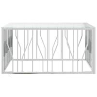 Salontafel 100x100x50 cm roestvrij staal en glas - thumbnail