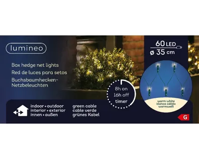 LED netverlichting buxus buit diameter 35cm-60L groen warm wit Lumineo - Lumineo