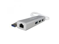 Approx APPC07GHUB Hub met 3 poorten USB 3.0 en een RJ-45-poort, zilverkleurig - thumbnail