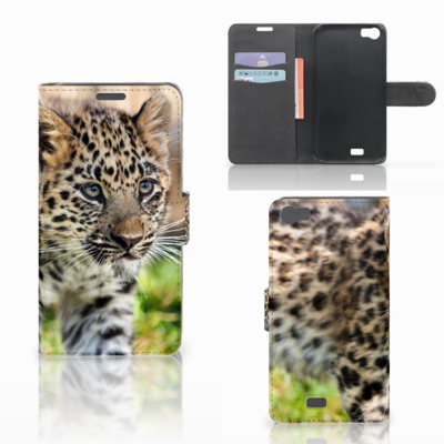 Wiko Lenny Telefoonhoesje met Pasjes Baby Luipaard Wiko Lenny Telefoonhoesje met Pasjes Baby Luipaard
