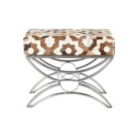 Kruk DKD Home Decor 53 x 40 x 43 cm Zilverkleurig Bruin Staal Wit Lichtbruin - thumbnail