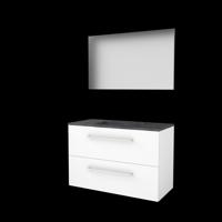 Basic-Line Basic 46 Badkamermeubelset - 100 x 46 cm - Met Grepen - 2 Lades - Hardstenen Wastafel - 1 Kraangat - Spiegel - Ice White - thumbnail