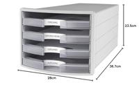 HAN IMPULS 2.0 1013-63 Ladebox Lichtgrijs DIN A4, DIN C4 Aantal lades: 4 - thumbnail