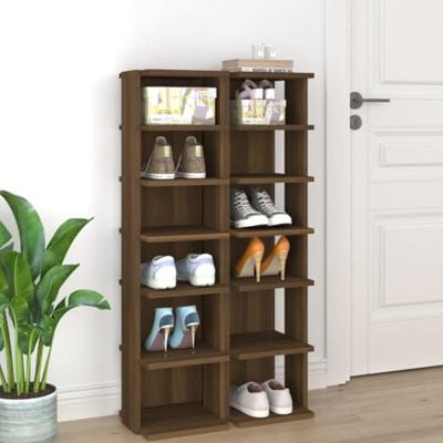 VidaXL Schoenenrekken 2 st 27,5x27x102 cm bewerkt hout bruineiken