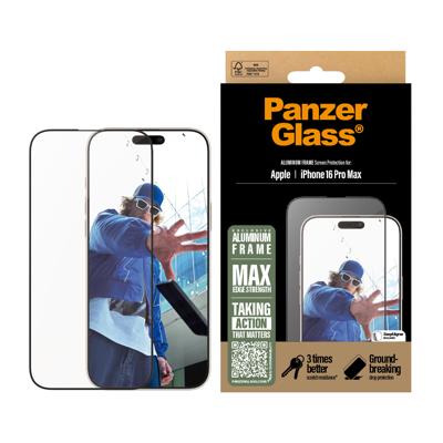 PanzerGlass Aluminium Frame 2852 Screenprotector (glas) Apple iPhone 16 Pro Max 1 stuk(s) Anti-vingerafdruk, Krasvast PanzerGlass Aluminium Frame 2852 Screenprotector (glas) Apple iPhone 16 Pro Max 1 stuk(s) Anti-vingerafdruk, Krasvast