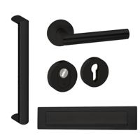 Hardbrass Voordeurset rond met greep Moskou SKG3 met kerntrekbeveiliging - zwart - thumbnail