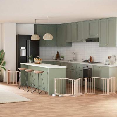 Hondenhek inklapbaar met deur 8 panelen 640 cm populierenhout