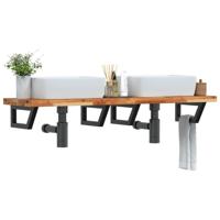 Badkamer wandschap staal en massief acaciahout - thumbnail