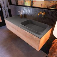 Badkamermeubelset Mondiaz Erin 120 cm met 1 Lade met RIDGE Wastafel Rechts Dark grey Zonder Kraangaten Greeploos Mat Washed Oak - thumbnail