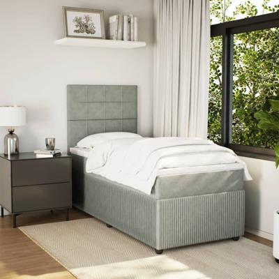 Boxspring met matras fluweel lichtgrijs 180x200 cm