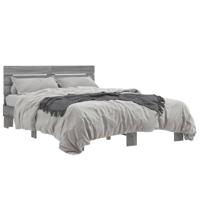 Bedframe bewerkt hout metaal grijs sonoma eiken 140x190 cm - thumbnail