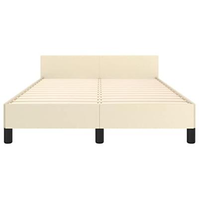 Bedframe met hoofdeinde zonder matras 120x200 cm crèmekleurig