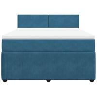 Boxspring met matras fluweel blauw 140x190 cm - thumbnail