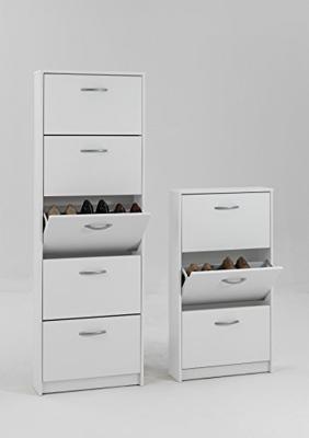 Schoenenkast - Wit decor - 3 kleppen - 6 paar - L58,5 x H104,5 x D17 cm - Made in Germany