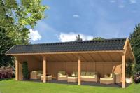 Tuindeco Bergen XL Kapschuur type 6 989x452 cm Lariks/Douglashout blank- Kapschuurdak- Onbehandeld lariks Douglas hout- Tuindeco - thumbnail