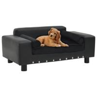 VidaXL Hondenbank 81x43x31 cm pluche en kunstleer zwart - thumbnail