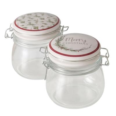 Boltze Home Voorraadpot glas met kerstmotief 450 ml