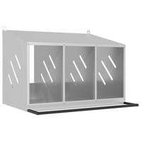 Kippennestkast met 3 vakken gegalvaniseerd metaal zilverkleurig - thumbnail