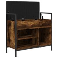 Schoenenbankje 65,5x32x57,5cm bewerkt hout gerookt eikenkleurig - thumbnail