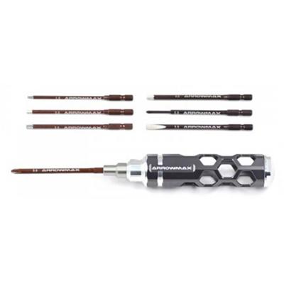 ArrowMax AM-460002 Gereedschapsset 2 kruiskop inzetstukken maat: 2, 3.5, 1 sleufinzet maat: 2, 4 zeskantkop maat: 1.5, 2, 2.5, 3.5