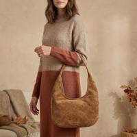 Hide & stitches brazos suède schoudertas-Camel - thumbnail