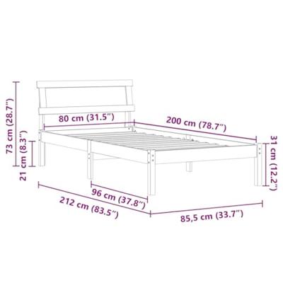 Bedframe met LED -striplichten met hoofdeinde Wit 80 x 200 cm Grenenhout