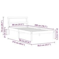 Bedframe met LED -striplichten met hoofdeinde Wit 80 x 200 cm Grenenhout - thumbnail