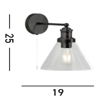Searchlight Zwart wandlampjePyramid - 1277BK