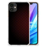 Apple iPhone 11 Doorzichtige Silicone Hoesje Geruit Rood - thumbnail