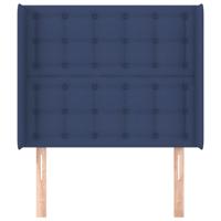 Hoofdbord met randen 83x16x118/128 cm stof blauw - thumbnail