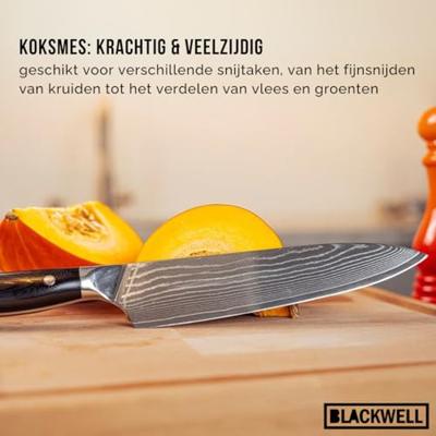 Blackwell Messenset (Koksmes + Groentemes / Nakirimes) - Japanse stijl - 67 lagen damaststaal - VG10 - 2-delig - thumbnail