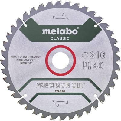 Metabo Accessoires Cirkelzaagblad | Precision Cut Classic | 216x30mm | Z40 WZ 5° neg/B - 628652000