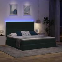 Opbergbed met LED met matras Donkergroen 160 x 200 cm Fluweel - thumbnail