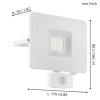 Eglo 30W Led stralerFaedo 3 met bewegingssensor wit - 33158 - thumbnail