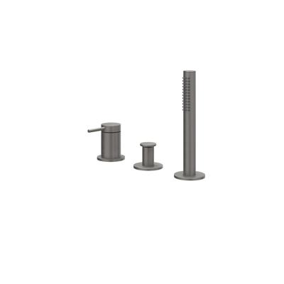 Badrandcombinatie IVY Bond 3-gats Mengkraan Met Uittrekbare Handdouche Zonder Uitloop Geborsteld Metal Black PVD IVY