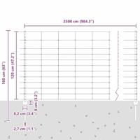 VidaXL Hek met paal zilver 1,2 x 25 m staal - thumbnail