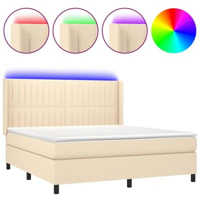 Boxspring met matras en LED stof crèmekleurig 180x200 cm