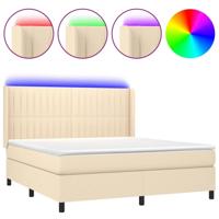 Boxspring met matras en LED stof crèmekleurig 180x200 cm - thumbnail