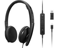 Lenovo 4XD1M39028 headphones/headset Wired Head-band USB Type-C Black - thumbnail