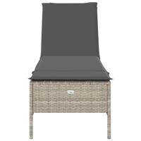 Ligbed met kussen poly rattan lichtgrijs - thumbnail