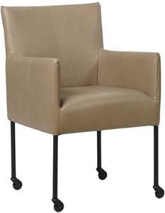 Taupe leren moderne kuipstoel Desire - poot rond zwart met wiel - Granada leer Taupe (taupe leer)