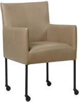 Taupe leren moderne kuipstoel Desire - poot rond zwart met wiel - Granada leer Taupe (taupe leer) - thumbnail